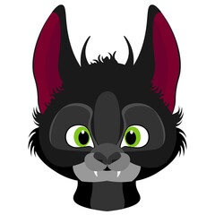 Little demon kitten. Vector drawing illustration on a white isolated background.