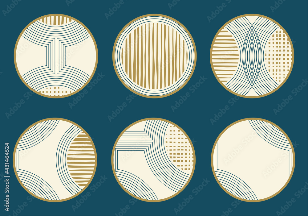 Canvas Prints highlight cover icon set with abstract geometric shapes and lines. social media, stories circle elem