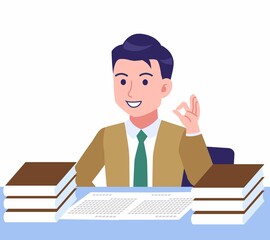 Young man in green tie