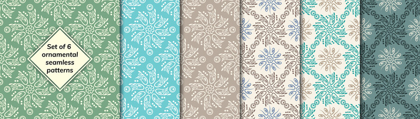 Pattern set arabic, indian, japanese, islamic motifs. Collection patterns. Mandala seamless pattern. Ethnic bohemian background. Cute paper background. Abstract flower