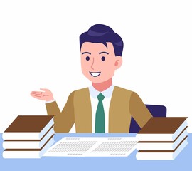 Young man in green tie