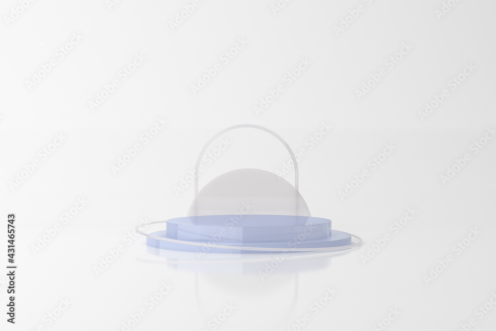 Poster mockup of abstract geometry podium, minimal, product presentation. 3d rendering.