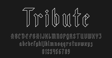 Obraz premium Set of alphabets font letters and numbers elegant antique vintage blackletter concept outline style vector illustration