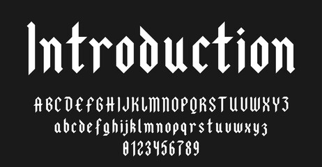 Set of alphabets font letters and numbers elegant antique vintage blackletter concept solid style vector illustration