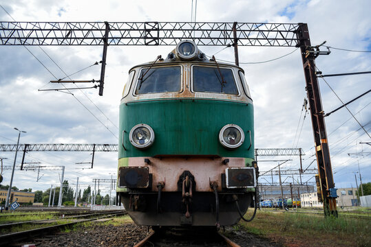 Old abandoned trains on a railway siding in Poland.