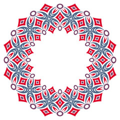 Decorative round ornament. Ceramic tile border. Pattern for plates or dishes. Islamic, indian, arabic motifs. Porcelain pattern design. Abstract floral ornament border