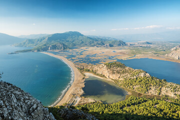 Fototapeta premium Aerial view of the Iztuzu turtle beach near Dalyan village, Turkey