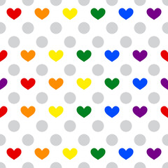LGBT pride heart lesbian, gay, bisexual, transgender. Pattern seamless rainbow flag. LGBTQ heart background. Gay and lesbian love\