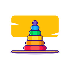 Pyramid Ring Toys Vector Cartoon Illustrations