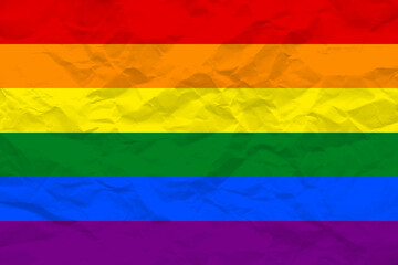 LGBT pride flag lesbian, gay, bisexual, transgender. Rainbow flag. Crumpled paper. Gay and lesbian love.
