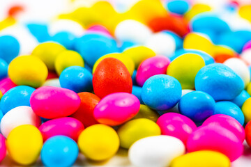 Colorful candies background photo. Candies in focus. Abstract background.