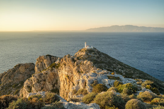 Knidos lighthouse on the cliff at Datca peninsula in Turkey