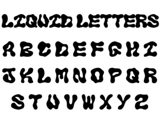 Liquid alphabet letters, vector illustration