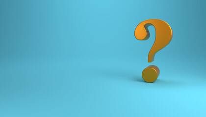 Fine 3d concept with a golden question mark icon