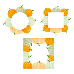 Set of frames with pumpkins.