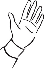 One Hand Up - Black and White Vector Sketch Illustration Isolated on White Background