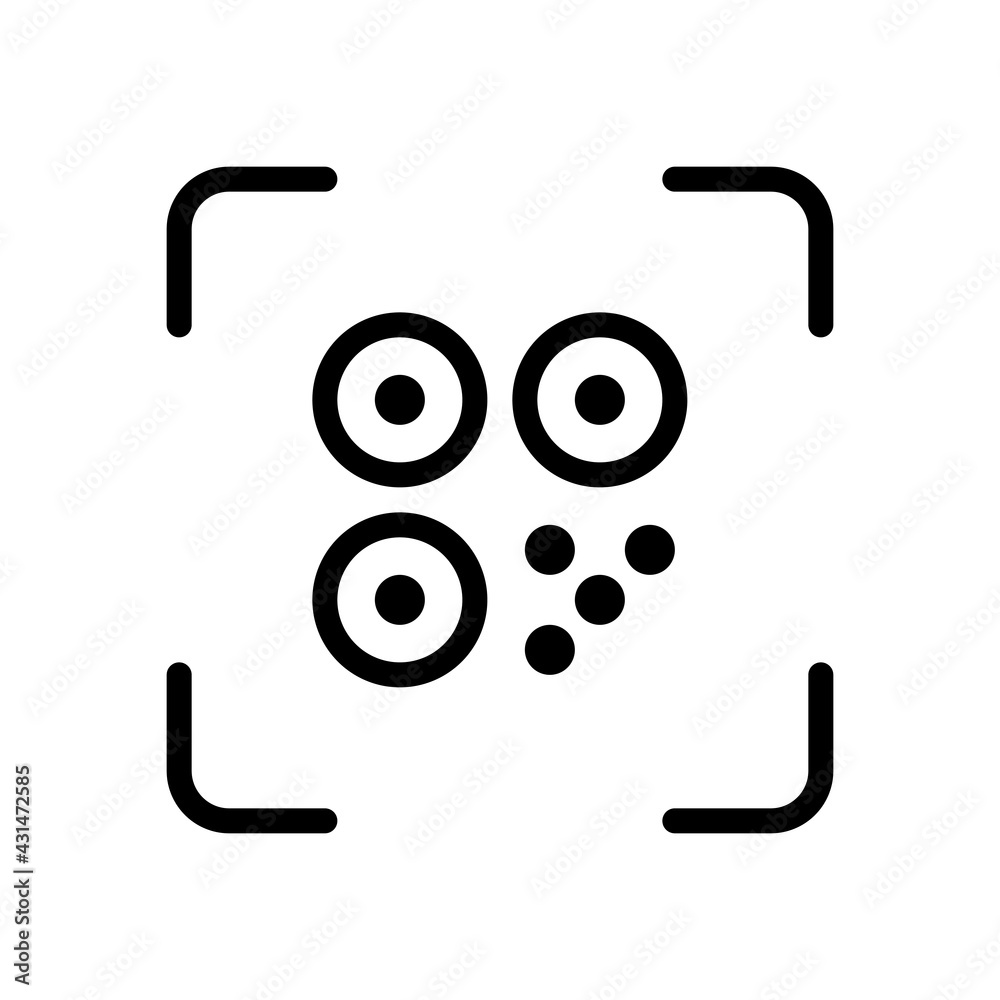 Poster qr code, simple icon of mobile scanner. black linear icon with editable stroke on white background