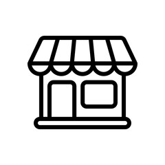Simple icon of store, small business. Black linear icon with editable stroke on white background