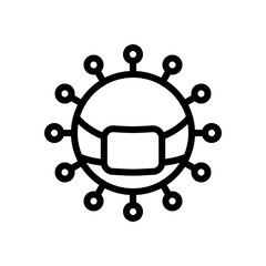 Simple icon of virus or bacteria, medical logo. Black linear icon with editable stroke on white background