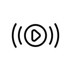 Live stream, broadcasting, online video. Black linear icon with editable stroke on white background
