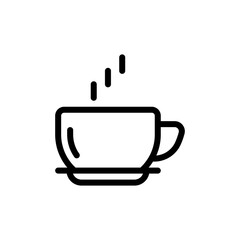 Hot cup of coffee, simple logo. Black linear icon with editable stroke on white background