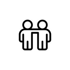 Group of people, teamwork or business community, social icon. Black linear icon with editable stroke on white background