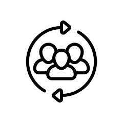 Group of people, teamwork or business community, social icon. Black linear icon with editable stroke on white background