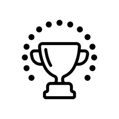 Trophy cup of winner, champion prize. Black linear icon with editable stroke on white background