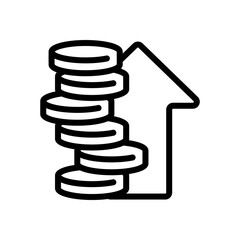 Stack of money coins, dollar or euro, business icon. Black linear icon with editable stroke on white background