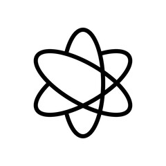 Scientific atom, simple icon. Black linear icon with editable stroke on white background