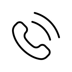 Call icon, logo of main mobile app. Black linear icon with editable stroke on white background