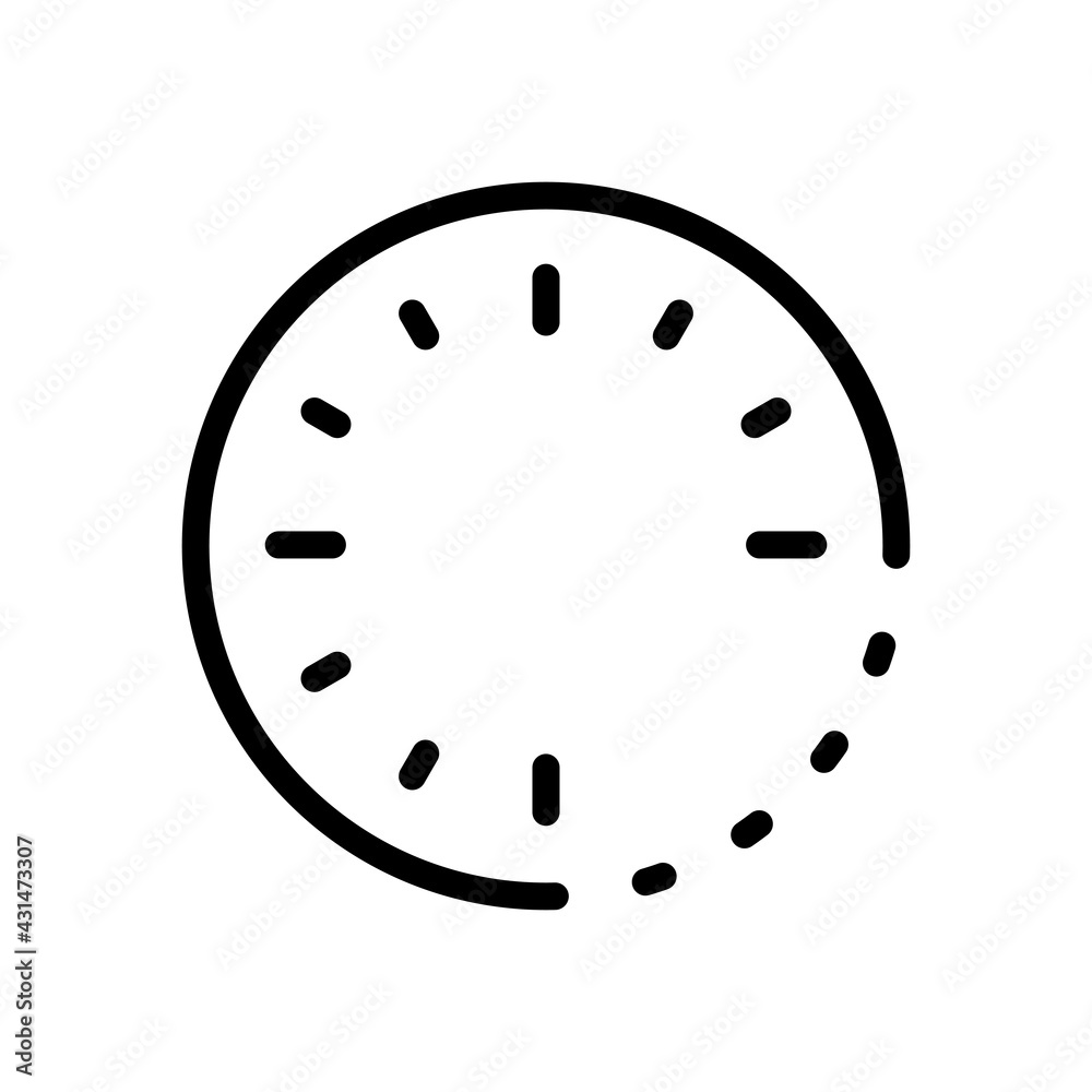 Wall mural timer in circle, simple clock or watch, time icon. black linear icon with editable stroke on white b
