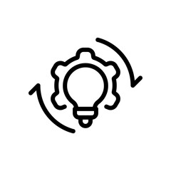 Process of implementation, business icon. Black linear icon with editable stroke on white background