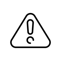 Exclamation danger sign, hazard warning, simple alert icon. Black linear icon with editable stroke on white background