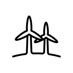 Wind turbine, green energy, ecology technology, simple icon. Black linear icon with editable stroke on white background