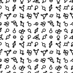Gender sign Seamless pattern Pride LGBT Bigender, agender, neutrois, asexual, lesbian, homosexual, bisexual icon orientation. Vector design surface Sexual human identity isolated on white background - 431473961