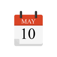 May 10 calendar on a white background, vector illustration