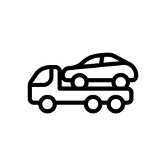 Car towing Truck, service for drivers, simple icon. Black linear icon with editable stroke on white background