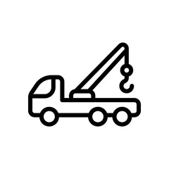 Fototapeta na wymiar Truck, service for drivers, simple icon. Black linear icon with editable stroke on white background