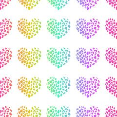 Rainbow leopard vector seamless pattern. Neon gradient