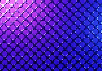 3d geometric background of circles. Blue fantasy background. Pattern of painted metal mesh. A pattern of circles with one illuminated corner. Blue wallpaper with geometric shapes.