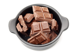 stack of chocolate on white background