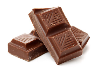 stack of chocolate on white background