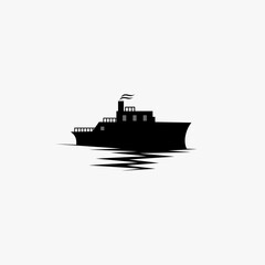 Ship silhouette vector for sea transportation icons and illustrations