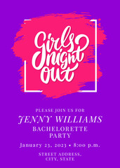 Girls night out. Bachelorette party vector invite.