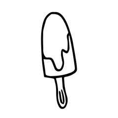 Ice cream on a stick in icing.