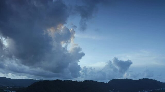 4K Aerial drone view summer blue sky with cloud moving pan camera.