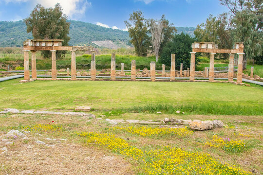 The temple of ancient goddess Artemis in Brauron (Vravrona) in Attica, Greece