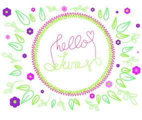 Hello june colorful vector simple text