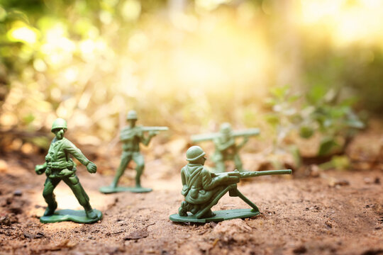 group of toy soldiers outdoors